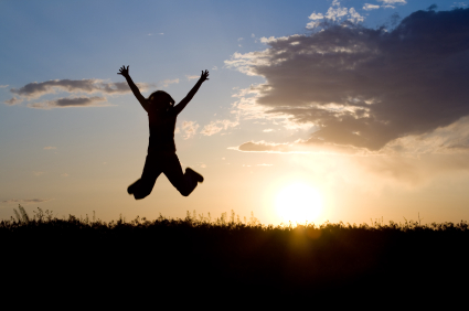 Woman Excitedly Jumping